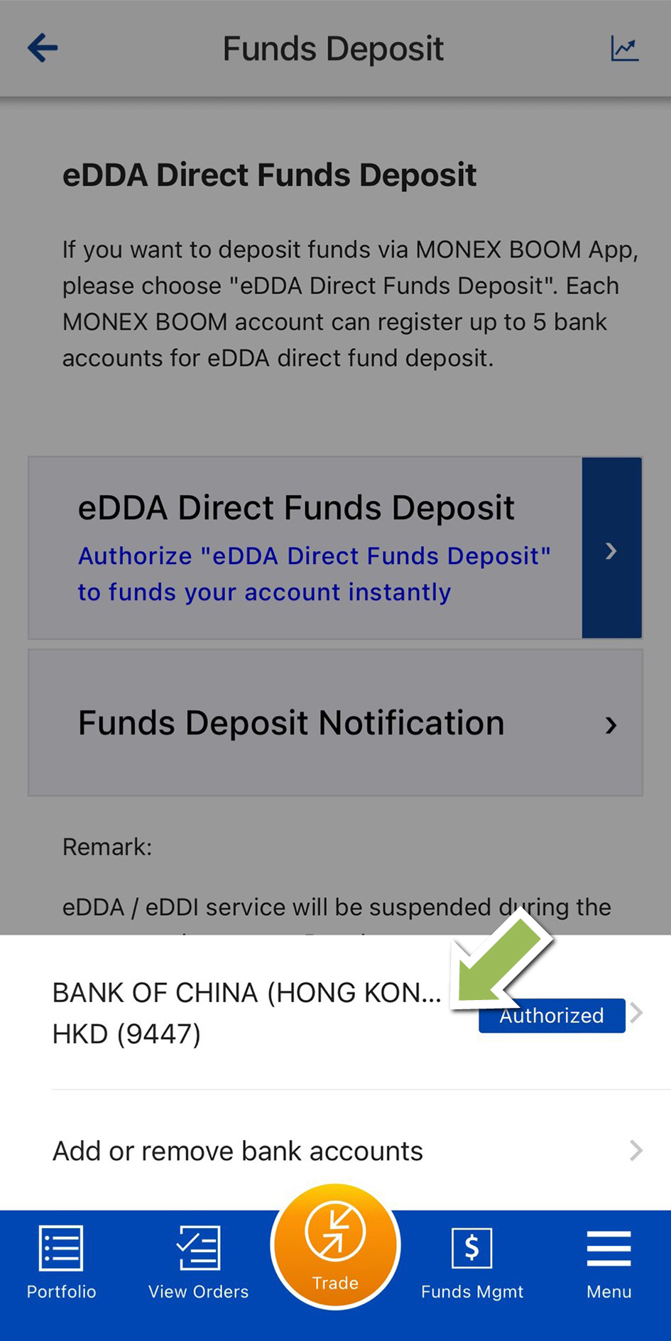 Funds Management eDDA